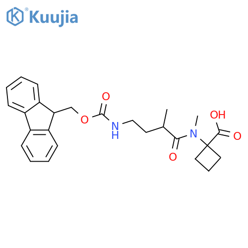 1-4-({(9H-fluoren-9-yl)methoxycarbonyl}amino)-N,2-dimethylbutanamidocyclobutane-1-carboxylic acid structure