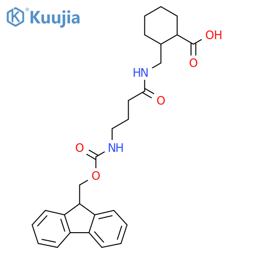 2-{4-({(9H-fluoren-9-yl)methoxycarbonyl}amino)butanamidomethyl}cyclohexane-1-carboxylic acid structure