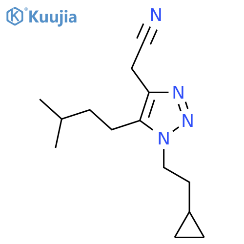 2-1-(2-cyclopropylethyl)-5-(3-methylbutyl)-1H-1,2,3-triazol-4-ylacetonitrile structure