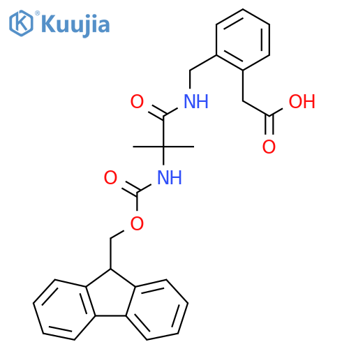 2-(2-{2-({(9H-fluoren-9-yl)methoxycarbonyl}amino)-2-methylpropanamidomethyl}phenyl)acetic acid structure