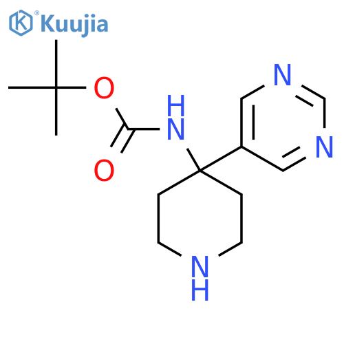 tert-butyl N-4-(pyrimidin-5-yl)piperidin-4-ylcarbamate structure