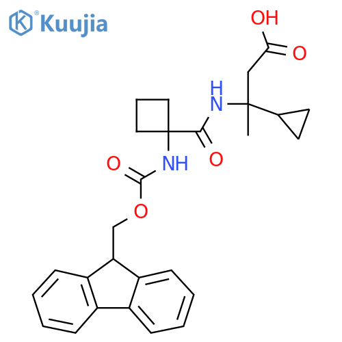 3-cyclopropyl-3-{1-({(9H-fluoren-9-yl)methoxycarbonyl}amino)cyclobutylformamido}butanoic acid structure