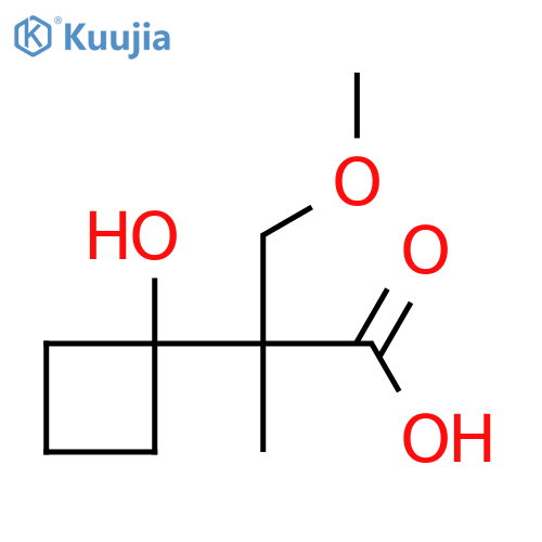 2-(1-hydroxycyclobutyl)-3-methoxy-2-methylpropanoic acid structure
