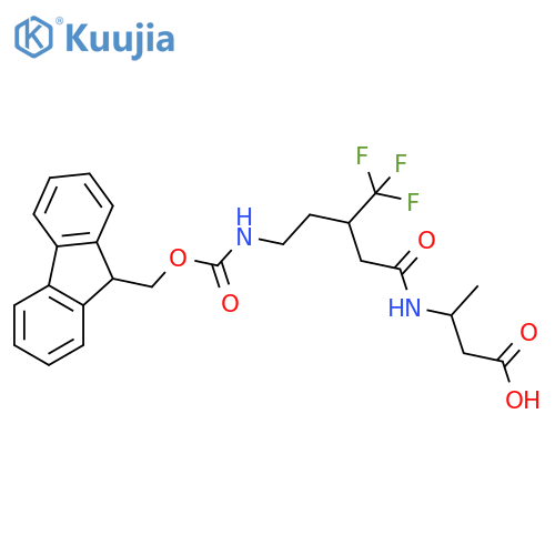 3-5-({(9H-fluoren-9-yl)methoxycarbonyl}amino)-3-(trifluoromethyl)pentanamidobutanoic acid structure