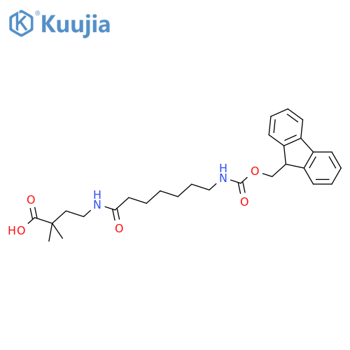 4-7-({(9H-fluoren-9-yl)methoxycarbonyl}amino)heptanamido-2,2-dimethylbutanoic acid structure