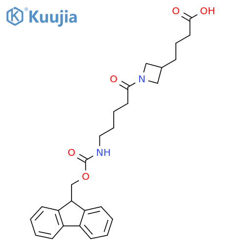 4-{1-5-({(9H-fluoren-9-yl)methoxycarbonyl}amino)pentanoylazetidin-3-yl}butanoic acid structure