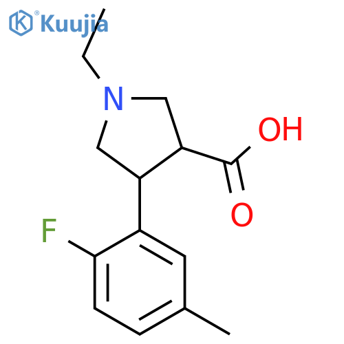 1-ethyl-4-(2-fluoro-5-methylphenyl)pyrrolidine-3-carboxylic acid structure