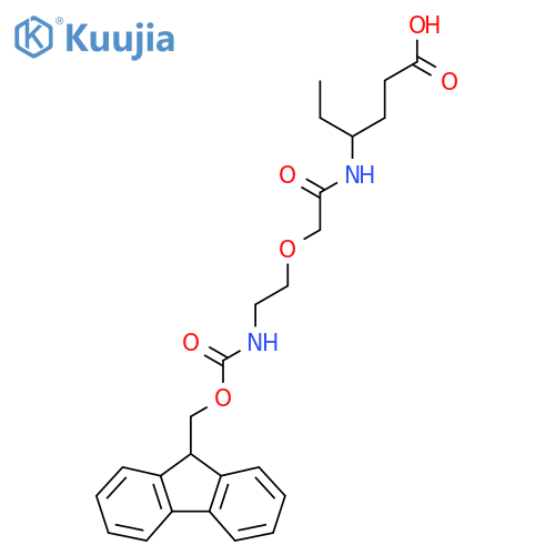 4-{2-2-({(9H-fluoren-9-yl)methoxycarbonyl}amino)ethoxyacetamido}hexanoic acid structure