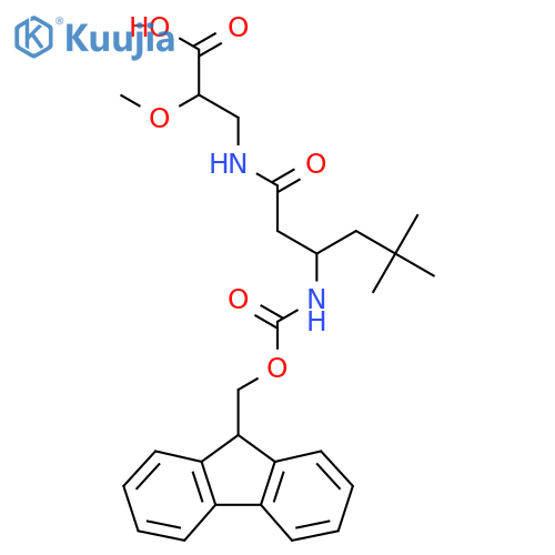 3-3-({(9H-fluoren-9-yl)methoxycarbonyl}amino)-5,5-dimethylhexanamido-2-methoxypropanoic acid structure
