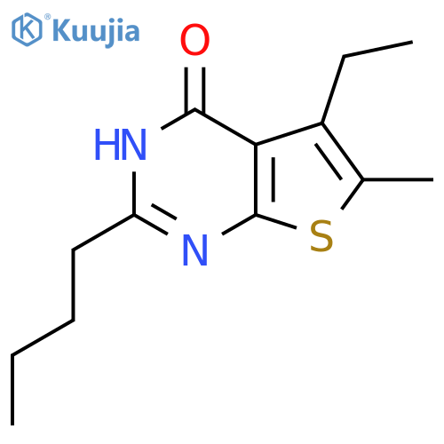 2-butyl-5-ethyl-6-methyl-3H,4H-thieno2,3-dpyrimidin-4-one structure