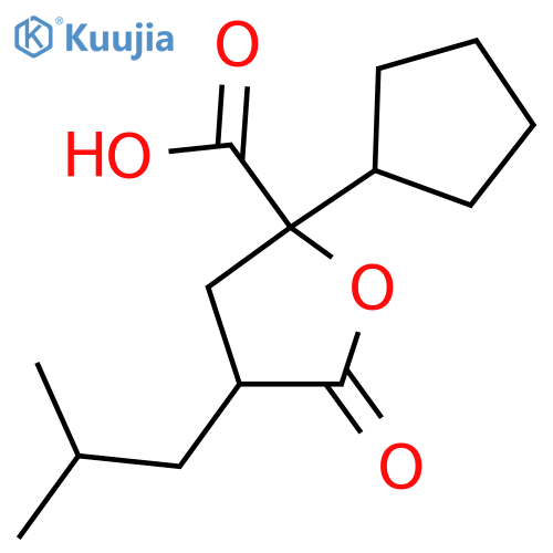 2-cyclopentyl-4-(2-methylpropyl)-5-oxooxolane-2-carboxylic acid structure