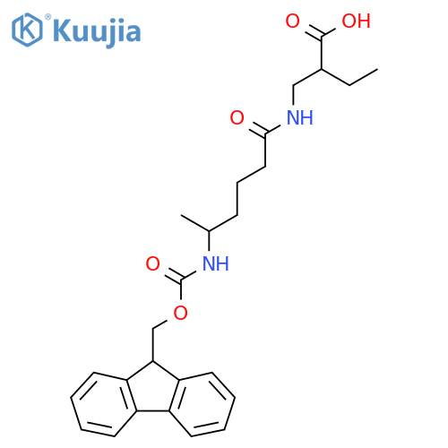 2-{5-({(9H-fluoren-9-yl)methoxycarbonyl}amino)hexanamidomethyl}butanoic acid structure