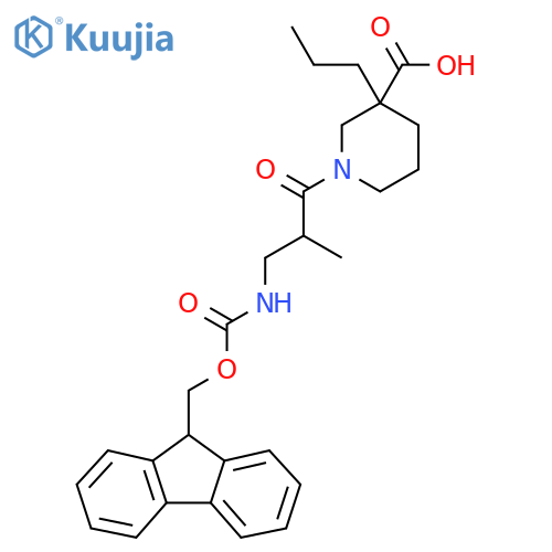 1-3-({(9H-fluoren-9-yl)methoxycarbonyl}amino)-2-methylpropanoyl-3-propylpiperidine-3-carboxylic acid structure