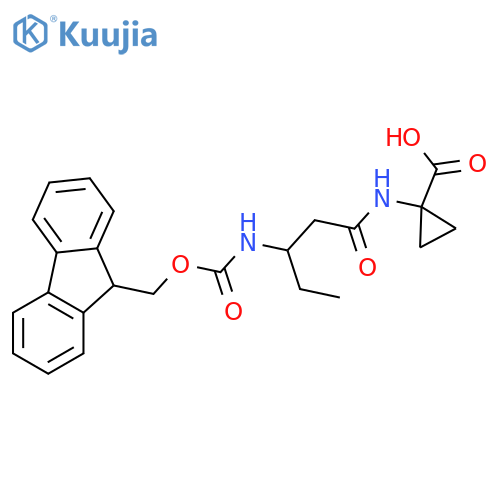 1-3-({(9H-fluoren-9-yl)methoxycarbonyl}amino)pentanamidocyclopropane-1-carboxylic acid structure