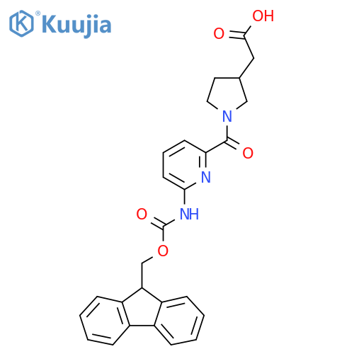 2-{1-6-({(9H-fluoren-9-yl)methoxycarbonyl}amino)pyridine-2-carbonylpyrrolidin-3-yl}acetic acid structure