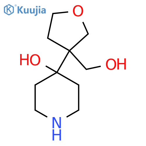 4-3-(hydroxymethyl)oxolan-3-ylpiperidin-4-ol structure