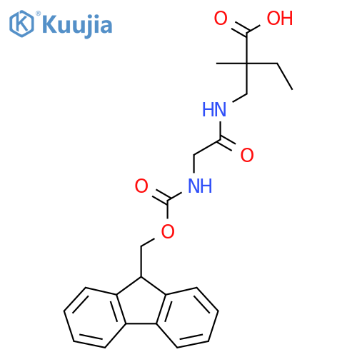 2-{2-({(9H-fluoren-9-yl)methoxycarbonyl}amino)acetamidomethyl}-2-methylbutanoic acid structure