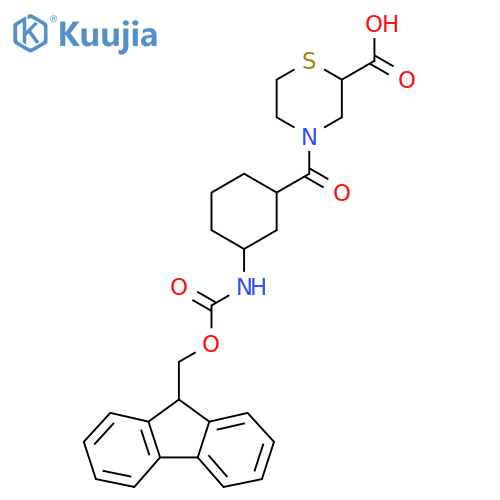 4-3-({(9H-fluoren-9-yl)methoxycarbonyl}amino)cyclohexanecarbonylthiomorpholine-2-carboxylic acid structure