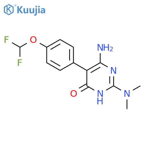 6-Amino-5-[4-(difluoromethoxy)phenyl]-2-(dimethylamino)-3,4-dihydropyrimidin-4-one structure