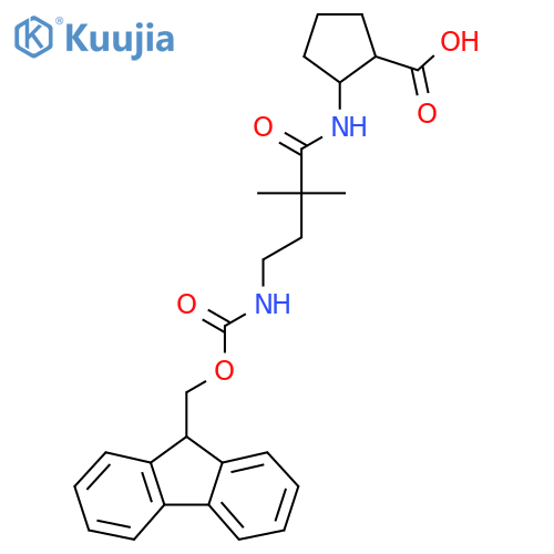 2-4-({(9H-fluoren-9-yl)methoxycarbonyl}amino)-2,2-dimethylbutanamidocyclopentane-1-carboxylic acid structure