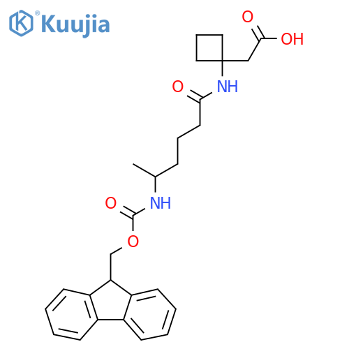 2-{1-5-({(9H-fluoren-9-yl)methoxycarbonyl}amino)hexanamidocyclobutyl}acetic acid structure