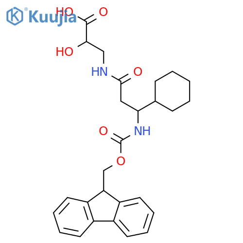 3-3-cyclohexyl-3-({(9H-fluoren-9-yl)methoxycarbonyl}amino)propanamido-2-hydroxypropanoic acid structure