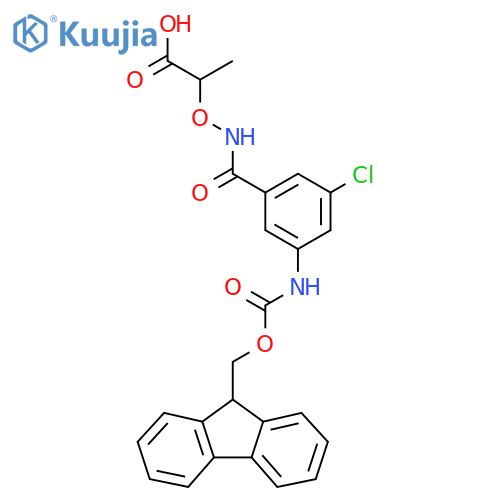 2-({3-chloro-5-({(9H-fluoren-9-yl)methoxycarbonyl}amino)phenylformamido}oxy)propanoic acid structure