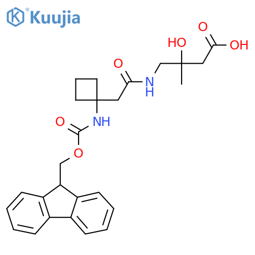 4-{2-1-({(9H-fluoren-9-yl)methoxycarbonyl}amino)cyclobutylacetamido}-3-hydroxy-3-methylbutanoic acid structure