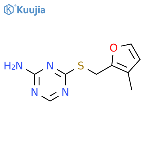 4-{(3-methylfuran-2-yl)methylsulfanyl}-1,3,5-triazin-2-amine structure