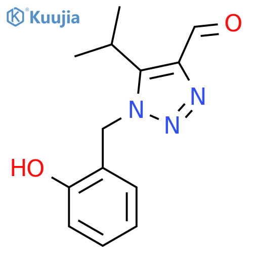 1-(2-hydroxyphenyl)methyl-5-(propan-2-yl)-1H-1,2,3-triazole-4-carbaldehyde structure