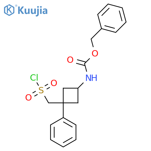 benzyl N-{3-(chlorosulfonyl)methyl-3-phenylcyclobutyl}carbamate structure