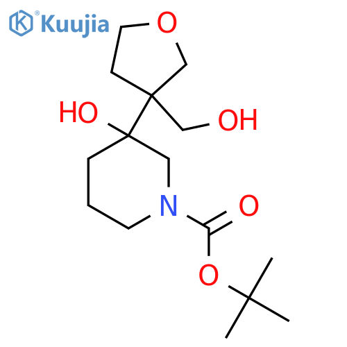 tert-butyl 3-hydroxy-3-3-(hydroxymethyl)oxolan-3-ylpiperidine-1-carboxylate structure