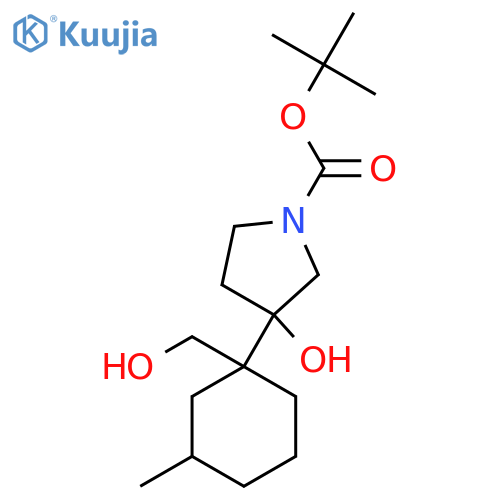 tert-butyl 3-hydroxy-3-1-(hydroxymethyl)-3-methylcyclohexylpyrrolidine-1-carboxylate structure