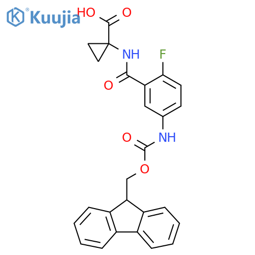 1-5-({(9H-fluoren-9-yl)methoxycarbonyl}amino)-2-fluorobenzamidocyclopropane-1-carboxylic acid structure