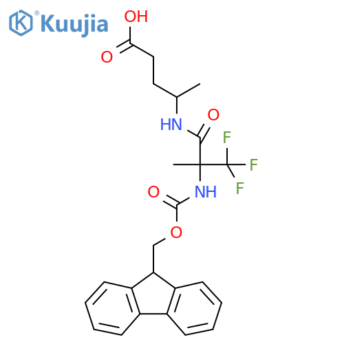 4-[2-({[(9H-fluoren-9-yl)methoxy]carbonyl}amino)-3,3,3-trifluoro-2-methylpropanamido]pentanoic acid structure