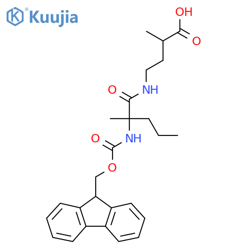 4-2-({(9H-fluoren-9-yl)methoxycarbonyl}amino)-2-methylpentanamido-2-methylbutanoic acid structure