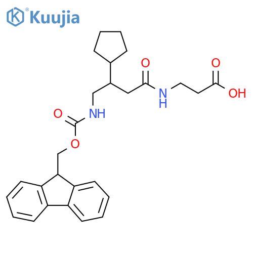 3-3-cyclopentyl-4-({(9H-fluoren-9-yl)methoxycarbonyl}amino)butanamidopropanoic acid structure