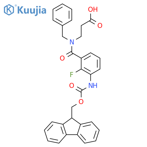 3-{N-benzyl-1-3-({(9H-fluoren-9-yl)methoxycarbonyl}amino)-2-fluorophenylformamido}propanoic acid structure