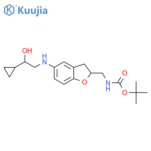 tert-butyl N-({5-(2-cyclopropyl-2-hydroxyethyl)amino-2,3-dihydro-1-benzofuran-2-yl}methyl)carbamate structure