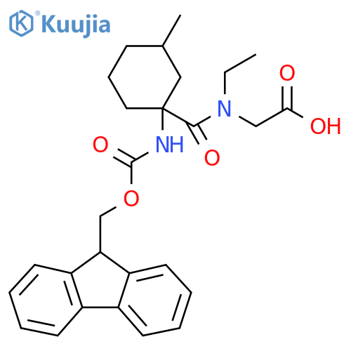 2-{N-ethyl-1-1-({(9H-fluoren-9-yl)methoxycarbonyl}amino)-3-methylcyclohexylformamido}acetic acid structure