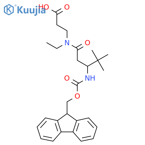 3-N-ethyl-3-({(9H-fluoren-9-yl)methoxycarbonyl}amino)-4,4-dimethylpentanamidopropanoic acid structure
