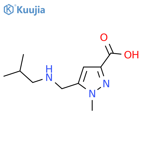 1-methyl-5-{(2-methylpropyl)aminomethyl}-1H-pyrazole-3-carboxylic acid structure