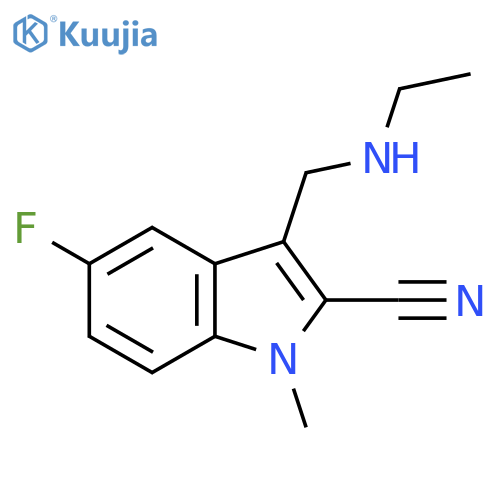 3-(ethylamino)methyl-5-fluoro-1-methyl-1H-indole-2-carbonitrile structure