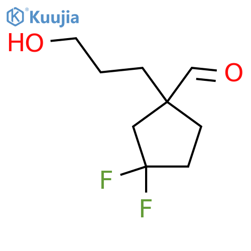 3,3-difluoro-1-(3-hydroxypropyl)cyclopentane-1-carbaldehyde structure