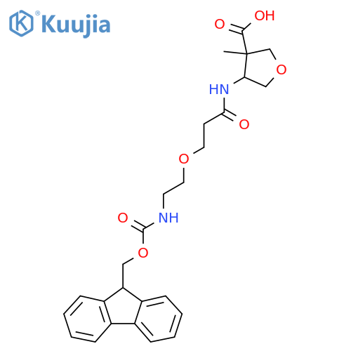 4-{3-2-({(9H-fluoren-9-yl)methoxycarbonyl}amino)ethoxypropanamido}-3-methyloxolane-3-carboxylic acid structure