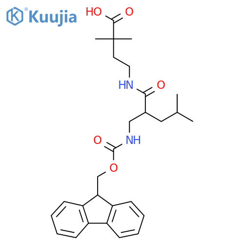 4-{2-({(9H-fluoren-9-yl)methoxycarbonyl}amino)methyl-4-methylpentanamido}-2,2-dimethylbutanoic acid structure