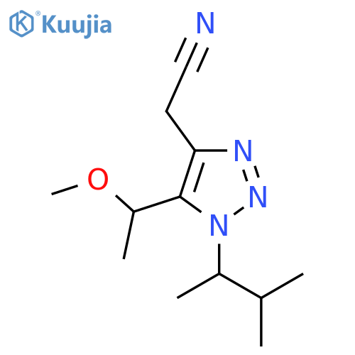 2-5-(1-methoxyethyl)-1-(3-methylbutan-2-yl)-1H-1,2,3-triazol-4-ylacetonitrile structure