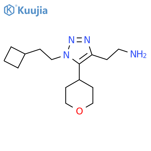 2-1-(2-cyclobutylethyl)-5-(oxan-4-yl)-1H-1,2,3-triazol-4-ylethan-1-amine structure
