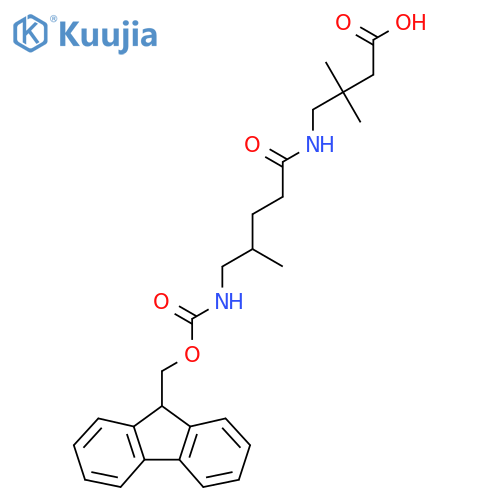4-5-({(9H-fluoren-9-yl)methoxycarbonyl}amino)-4-methylpentanamido-3,3-dimethylbutanoic acid structure