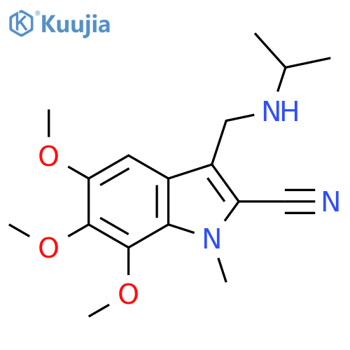 5,6,7-trimethoxy-1-methyl-3-{[(propan-2-yl)amino]methyl}-1H-indole-2-carbonitrile structure